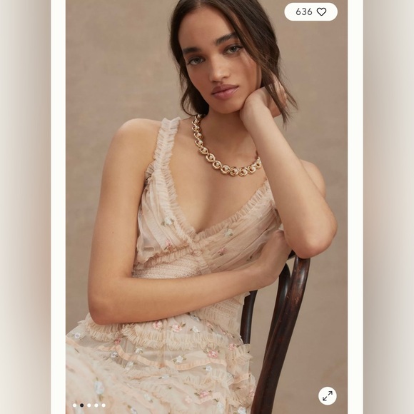 NWT Mac Duggal Anthropologie Ruffled Embroidered Gown - Picture 3 of 6